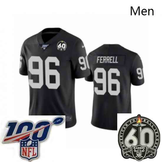 Men Oakland Raiders #96 Clelin Ferrell Black 60th Anniversary Vapor Untouchable Limited Player 100th Season Football Jersey